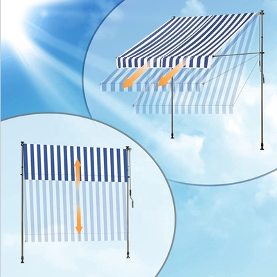 300 cm breite Balkonkante Polyester Segelmaterial Handkurbel Sonnenschutz ohne Bohren