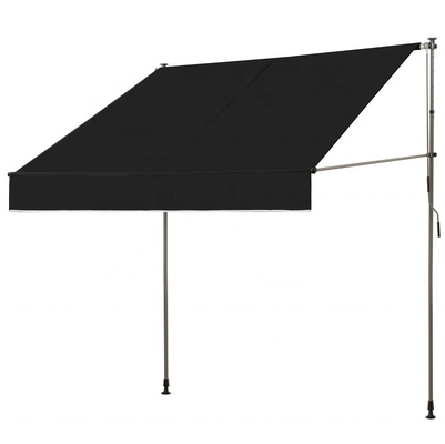 300x130cm Polyestergewebe Außenbalkon Klammer Markise mit Eisenrahmen in Grau/Schwarz