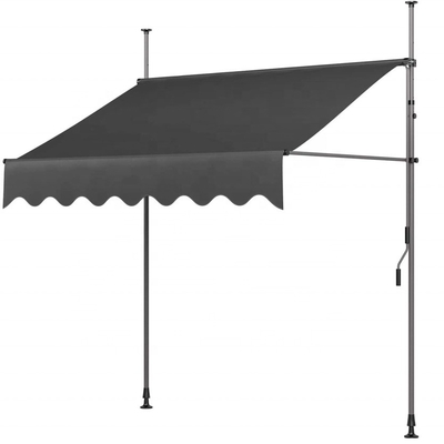 300x130cm Polyestergewebe Außenbalkon Klammer Markise mit Eisenrahmen in Grau/Schwarz