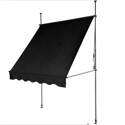 300x130cm Polyestergewebe Außenbalkon Klammer Markise mit Eisenrahmen in Grau/Schwarz