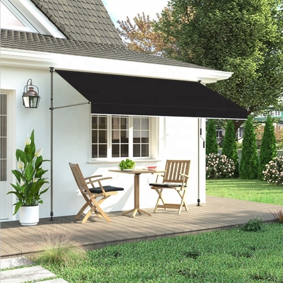 300x130cm Polyestergewebe Außenbalkon Klammer Markise mit Eisenrahmen in Grau/Schwarz