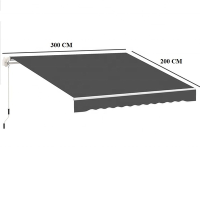 300*200cm Handschrauberstiel Wasserdichte Markise Sonnenschirm Schutz für Veranda Fenster
