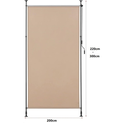 Pulverbeschichtete 200x270cm vertikale Markise wasserdichtes graues Gewebe für Balkongarten